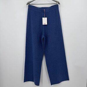 Kilte Collection 100% Washable Cashmere Liz Wide-Leg Pants Size 3 L Large Indigo